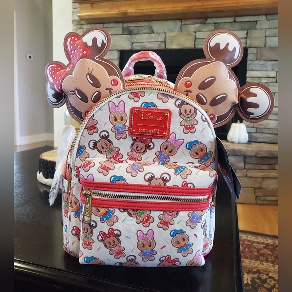 Loungelfy Handbags - Mickey and Minnie Gingerbread Loungefly Backpack-NWT